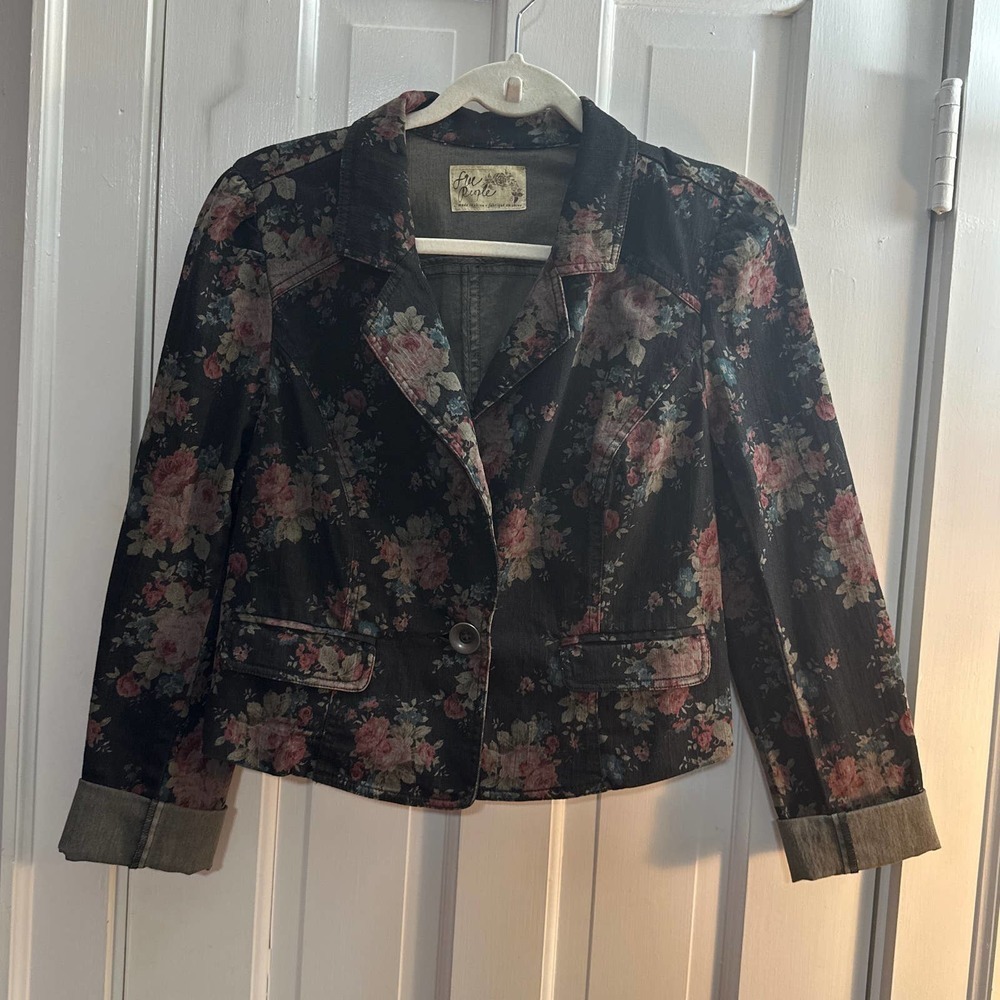Free People Floral Black Jacket